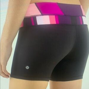 lululemon athletica Women's Black and Pink Shorts